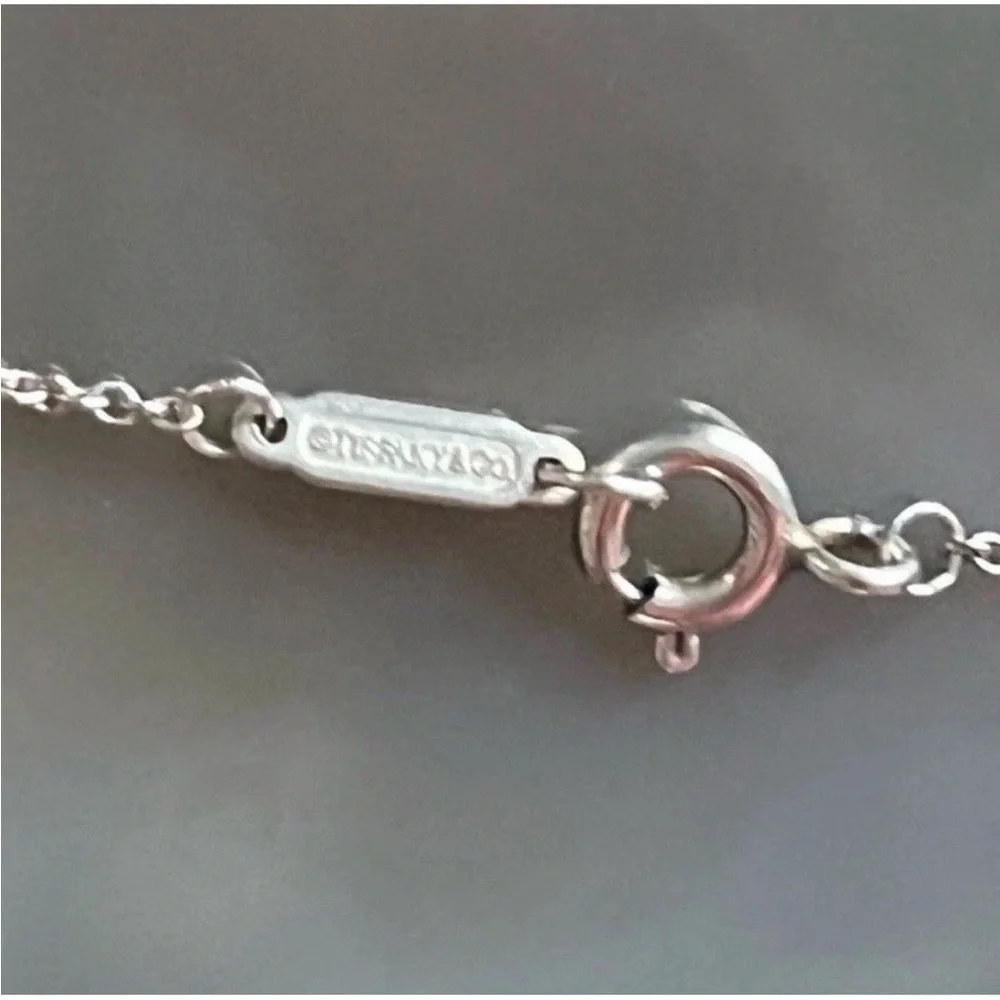 Tiffany & Co 💯% Auth 925 Silver Blue Mini Double Heart Necklace✨w/Pouch✨EUC✨